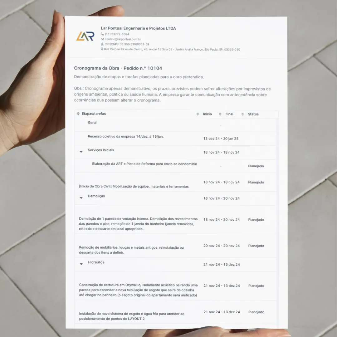 Fases de execução residencial