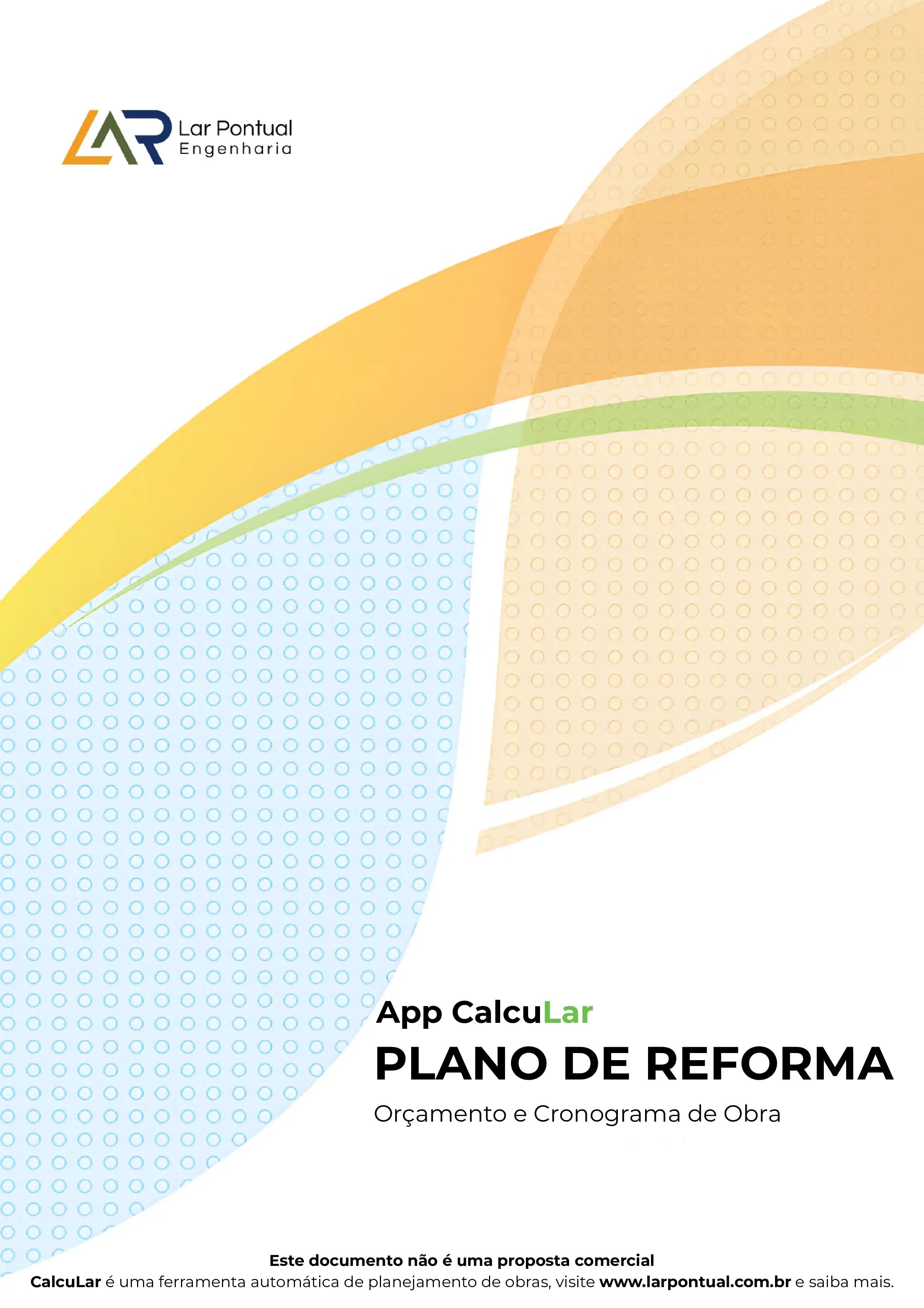 Capa do relatório profissional de reforma em PDF - CalcuLar