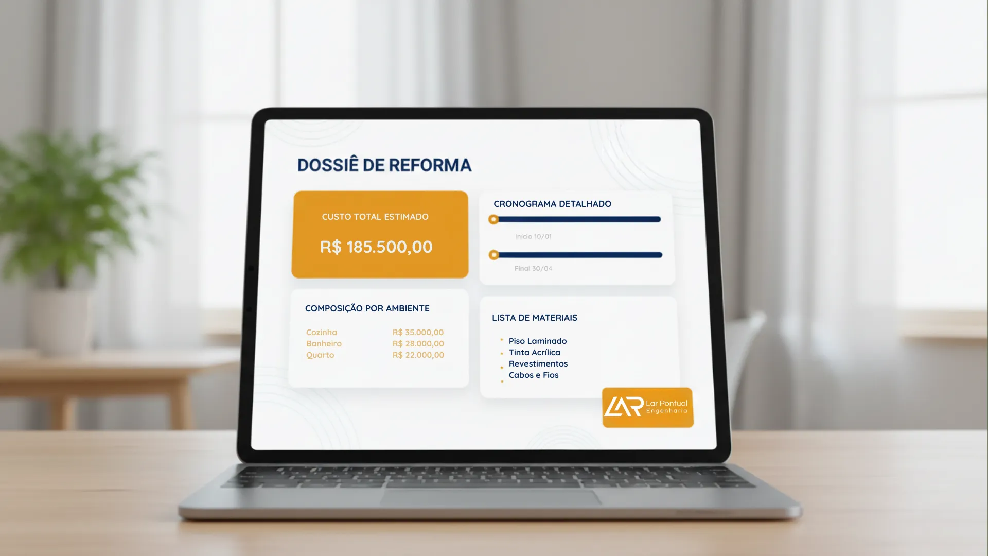 Screenshot do simulador de reforma em uso