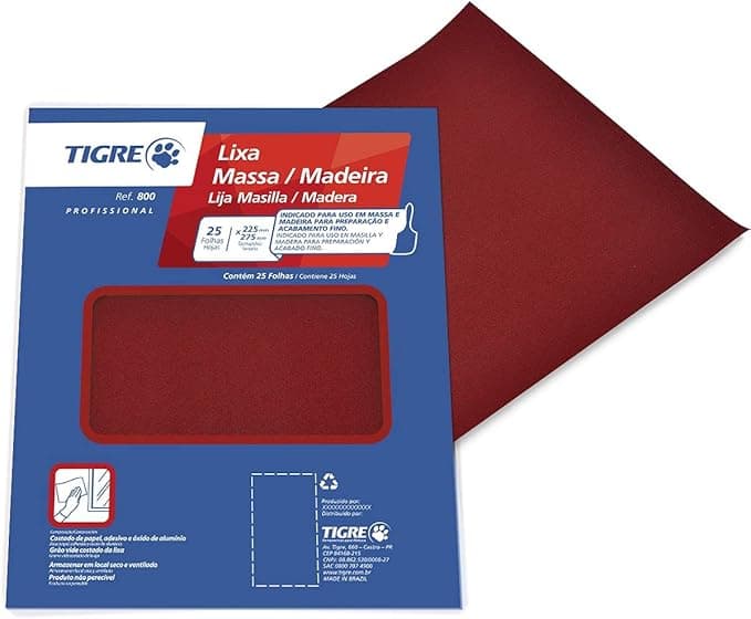 Lixa Madeira/Parede Pinceis Tigre Vermelho