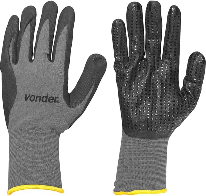 Luvas de Raspa Couro VONDER Cinza e preta