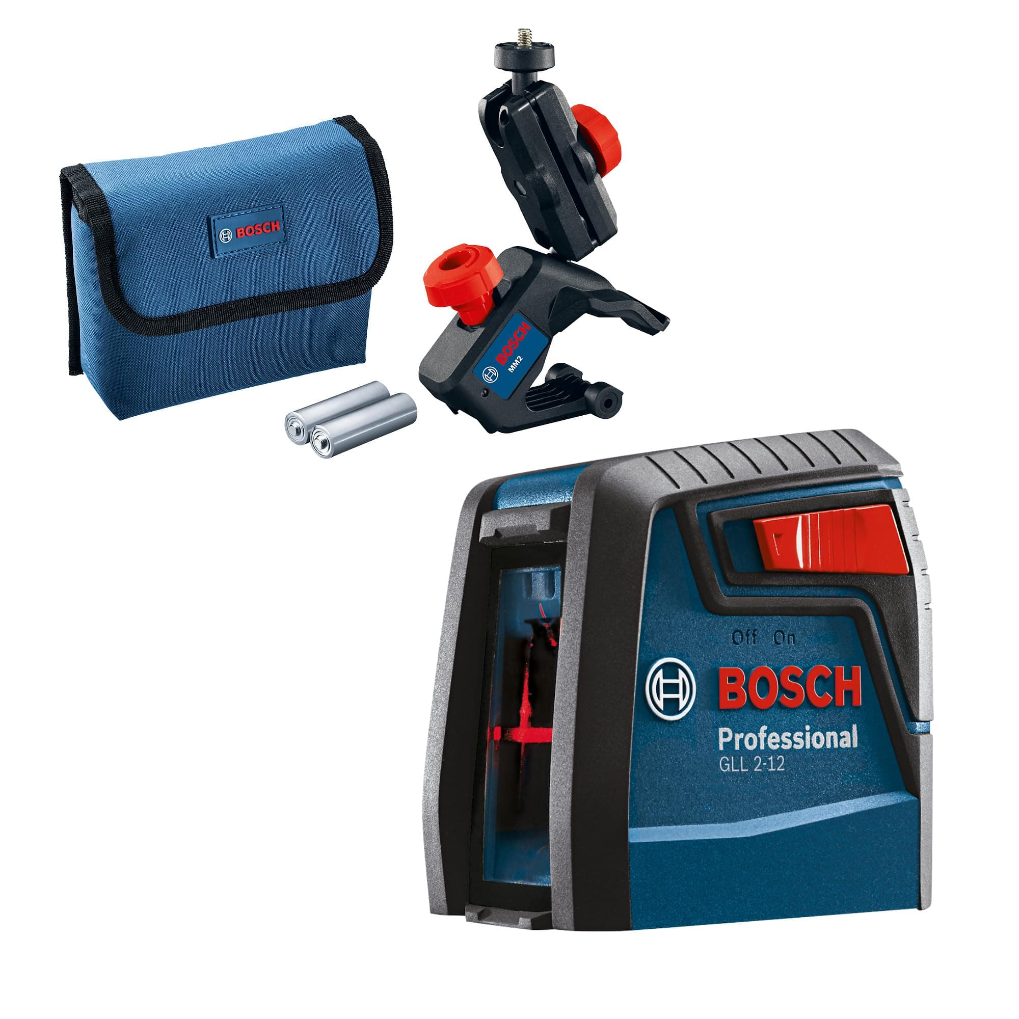Bosch Nível Laser GLL 2-12 alcance 12m com suporte e bolsa de proteção